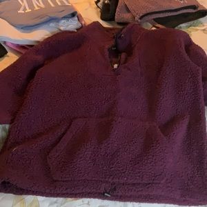Pink half zip pouch pocket fleece wine colored size medium